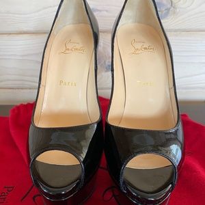 Christian Louboutin Lady Peep Toe Patent Platforms